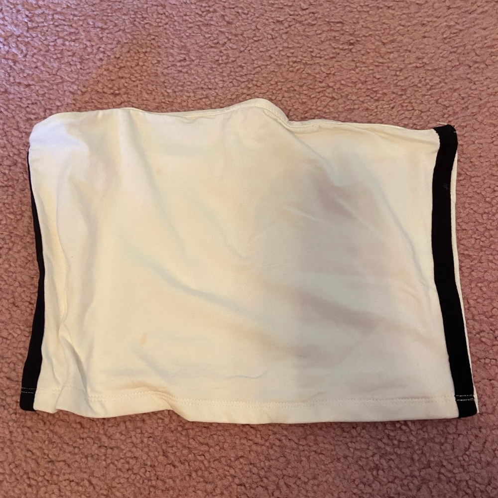 White and Black Striped Tube Top